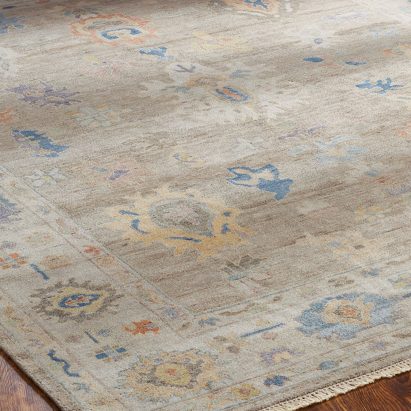 Colorburst Oushak Hand Knotted Area Rug, Rectangle 6' x 9'