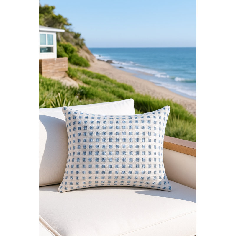 Pure Green Harbor Tweed Indoor Outdoor Pillow Cover 20x20, Dark Blue, Rectangle 14"H x 20"W, Polyester