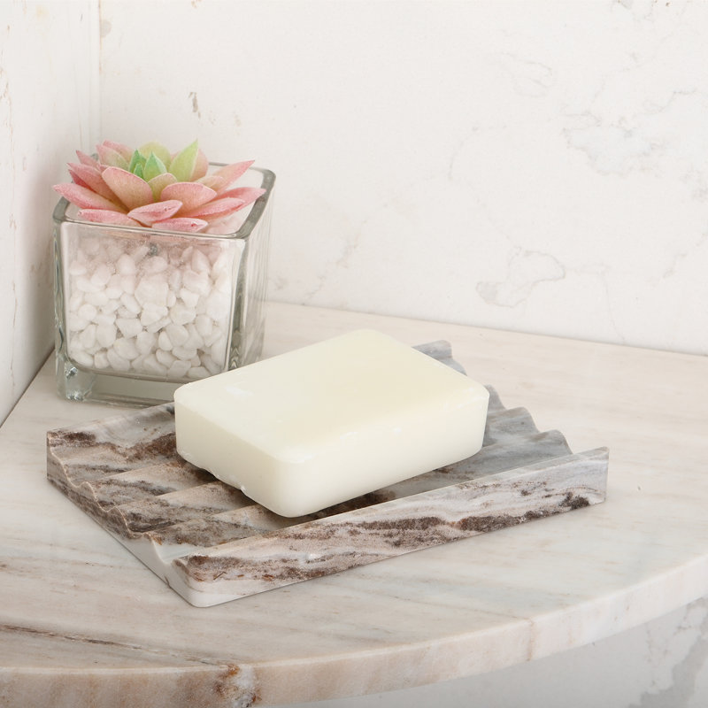 Plateau à savon en marbre naturel, Gris / blanc