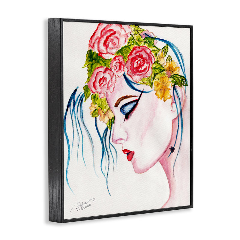 Giclée abstraite féminine élégante, conçue par Texturetones, H 14 po x l 11 po, Giclée encadrée noir minuit