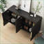 Buffet Buffet moderne à cannelures avec tablettes réglables Grand rangement | Fabrication en panneau de fibres à densité moyenne | Bois d'ingénierie durable