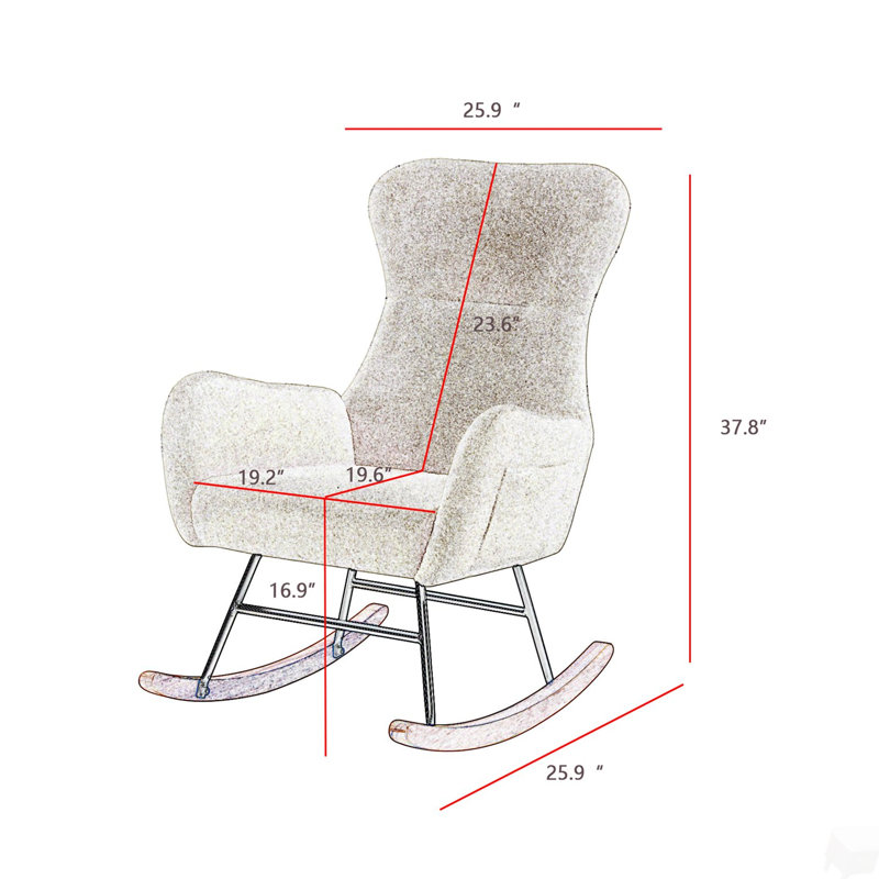 Chaise berçante en tissu GREY Teddy
