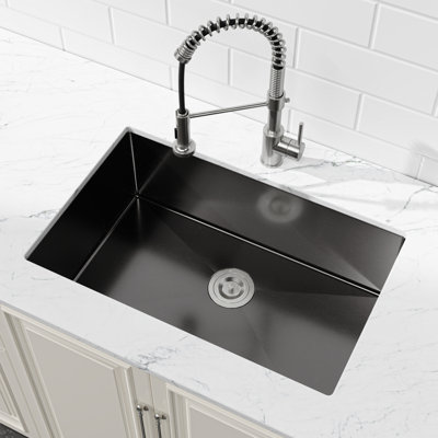 304 Stainless Steel Kitchen Sink 30" X 19" - Black Undermount Workstation With Stain- Finish Efficient Drainage System