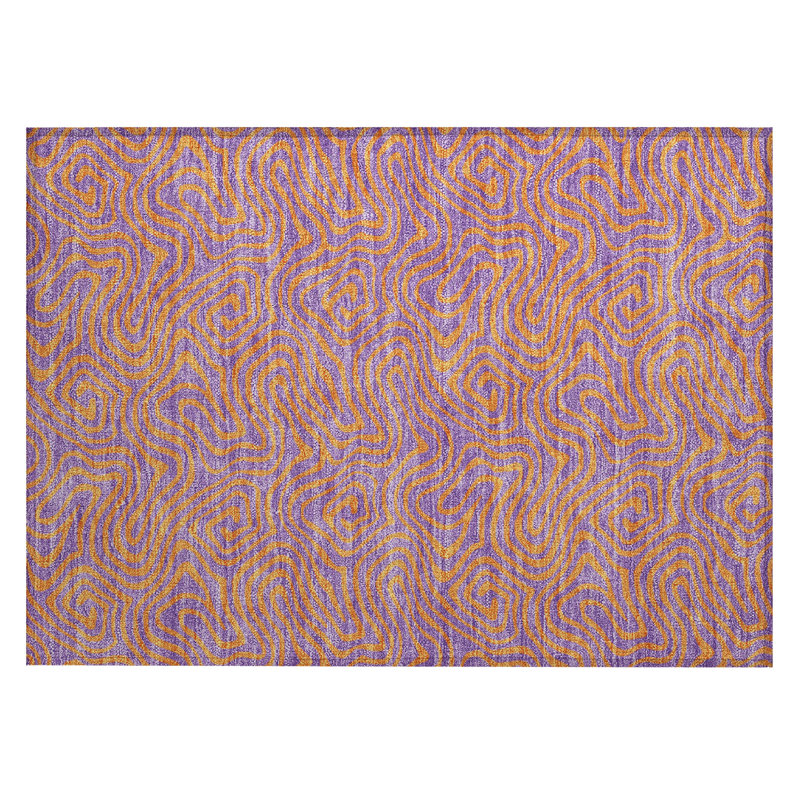 Purple Flat Woven Synthetic Rectangular Washable Rug