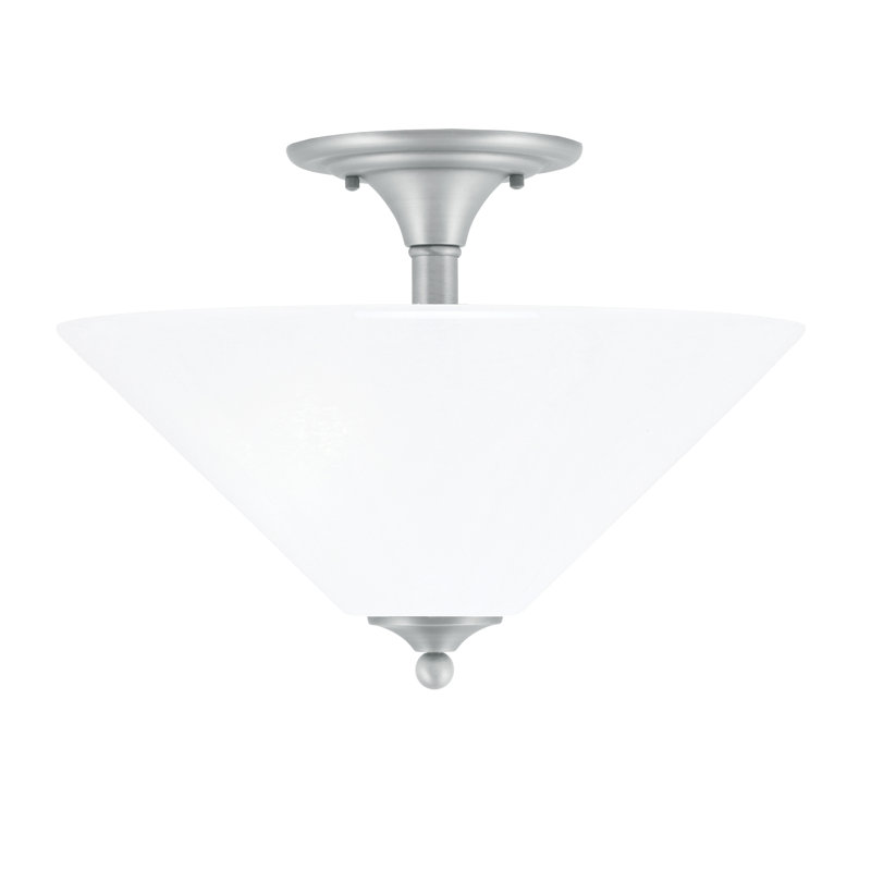 Mannheim Semi-Flush 2 Bulbs With Glass, Brushed Nickel, White Marble