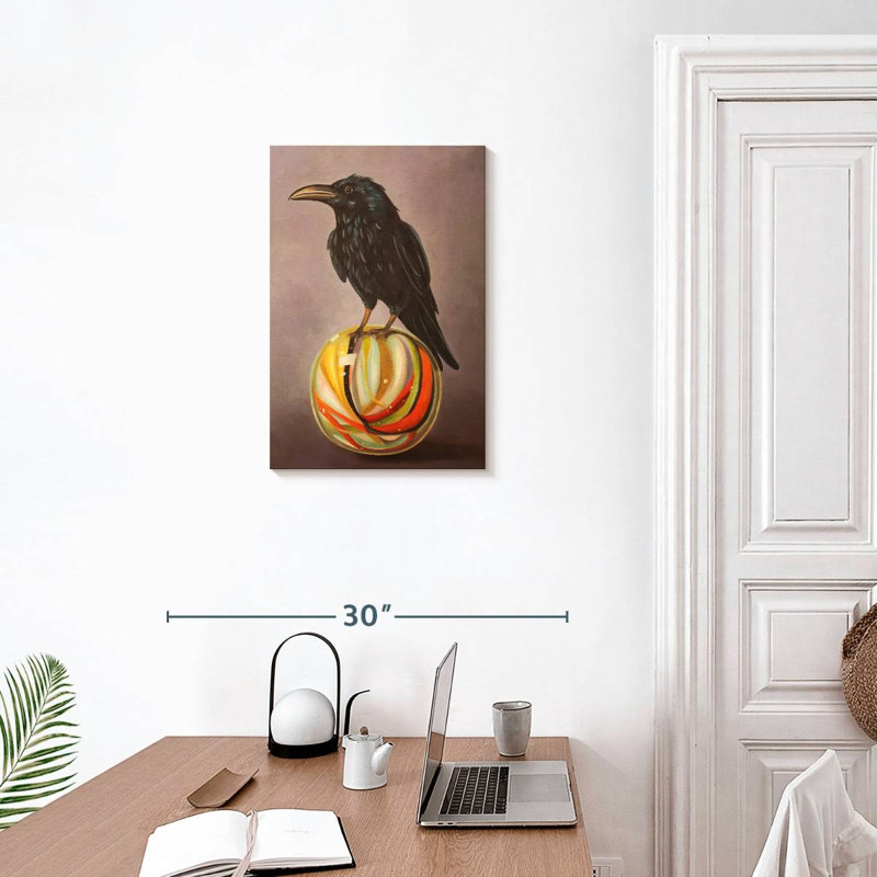 Corbeau Brampt sur un marbre, H 24 po x l 16 po