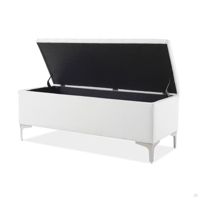 Madelyn 49" Modern Storage Bench, Bright White Dye