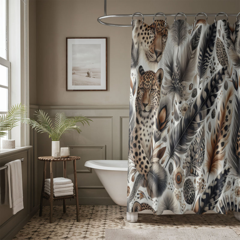 Rideau de douche 1 pièce Animal Print Chic, H 74 po x l 71 po
