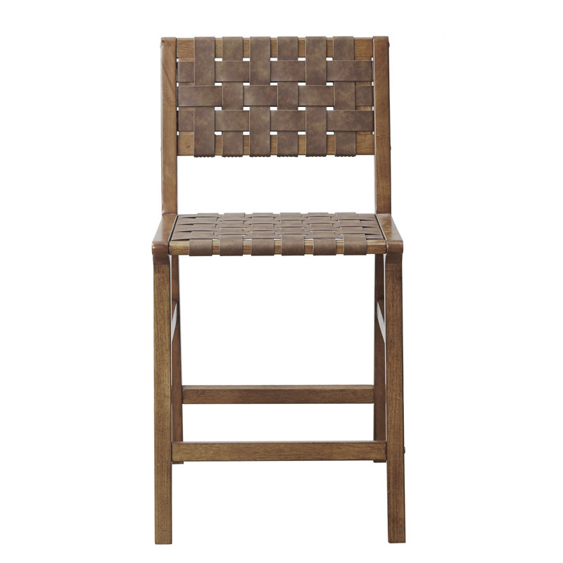 Oslo 24"H Faux Leather Woven Counter Stool