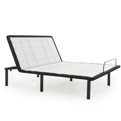 Queen Adjustable Bed Base With Head-up Design - Metal, Grey, Wired Remote For Optimal Settings Adjustment, Joint Feature Grey Metal Build Enhanced Comfort And Health