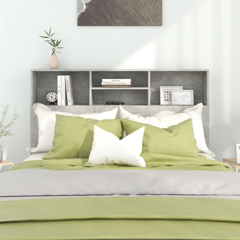 Melby Headboard Cabinet, Double (4'6), Concrete Grey