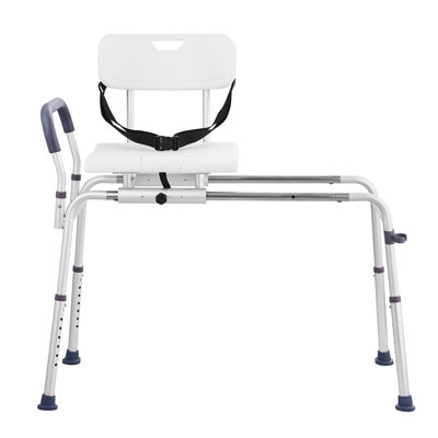 VEVOR Sliding Tub Transfer Bench with Cut-Out Seat - Adjustable Aluminum Shower Chair for Elderly & Disabled