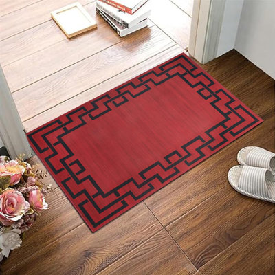 Aspire Homeware Red Geometric Area Rug Modern Indoor Carpet