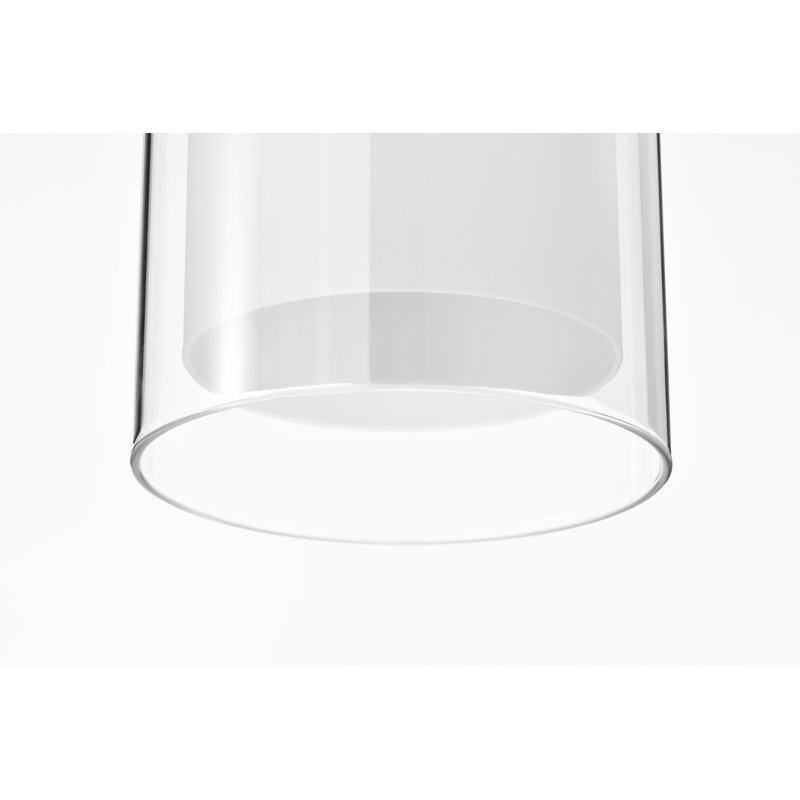 Niyon 1-Light Brushed Nickel Clear Glass and White Glass Shades Mini Pendant Light, Matte Black