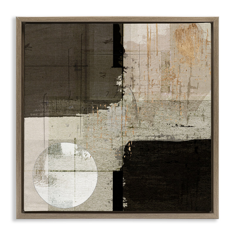 Neutral Square and Circle Shapes, 25" H x 25" W, Montalcino Elm Floater Frame