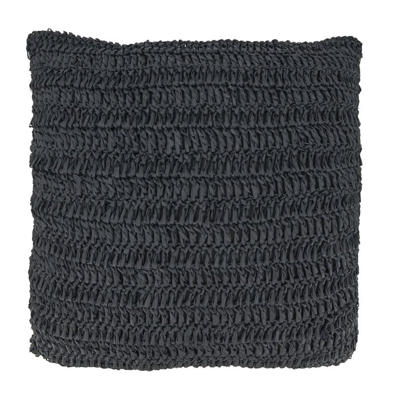 Raffia Collection Outdoor Throw Pillow, Black