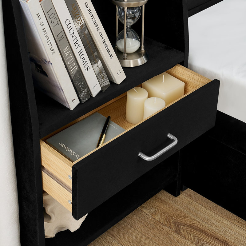 Upholstered Bed, Queen, Black