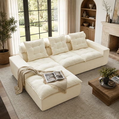 106" Chenille Sofa with Left-Hand Facing Chaise
