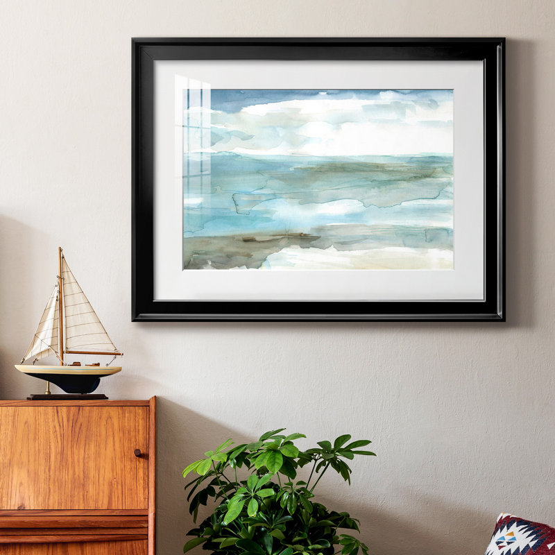 «Shimmering Shore Macro», reproduction encadrée de qualité supérieure - prête à être accrochée, Cadre noir