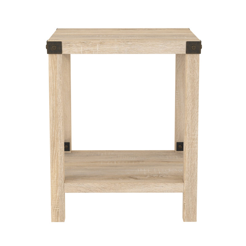 Table de bout avec tablette de rangement ouverte Larenda, Chêne blanc