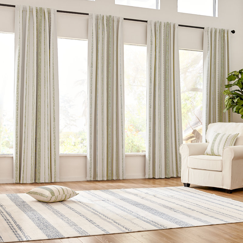 Grommet Blackout Top Retro Farmhouse Pattern  Curtains, 52" W x 96" L, Green
