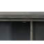 Console au fini gris patiné avec 1 compartiment de rangement ouvert