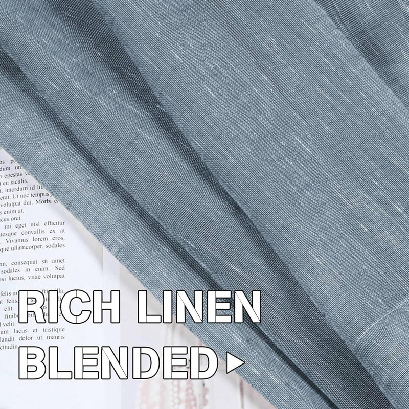 Rideau en lin, L 52 po x L 84 po, Denim