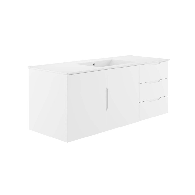 Modway 48" Single Sink Bathroom Vanity Set, Blanc, Blanc