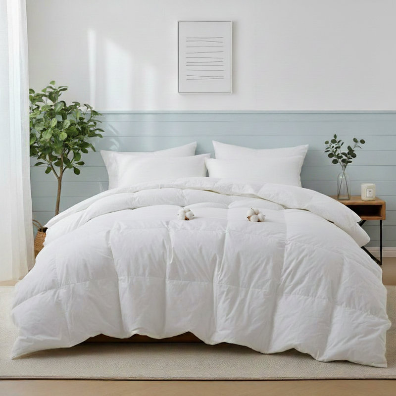 Hotel Quality All Season Down Feather Fiber Comforter Duvet Insert with 100% Cotton Cover, King