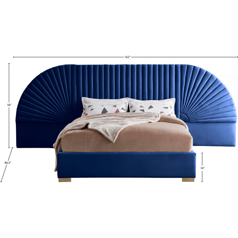Upholstered Panel Bed, Navy Velvet, King