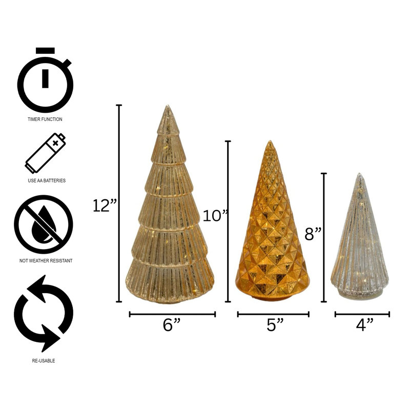 Arbres or, bronze et argent à piles (3 carats)