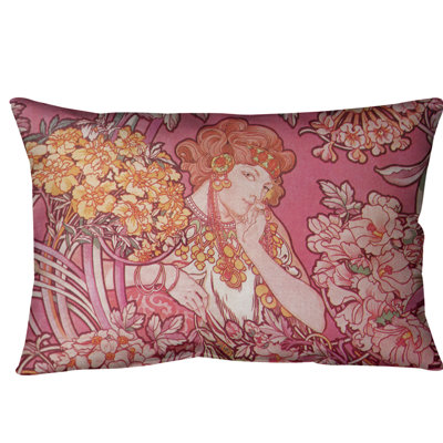 Coussin lombaire à fleurs alphonse mucha
