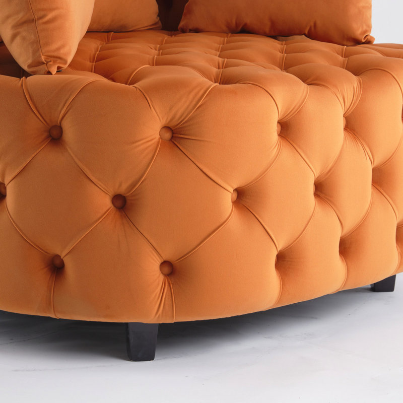 55.6 Lb Chair - Orange Velvet For Living Space Modern Seat Room, 33.72" H x 41.54" W x 35.58" D, Orange