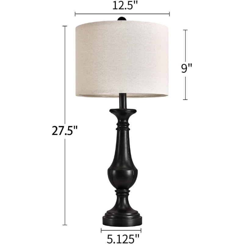 Lampe de table à intensité variable 27,75 "Farmhouse, Noir