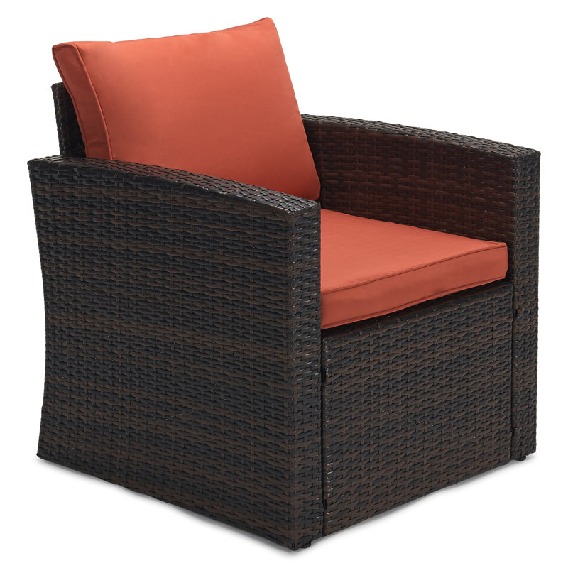 Barrada 7 - Person Patio Conversation Set with Cushions, Orange