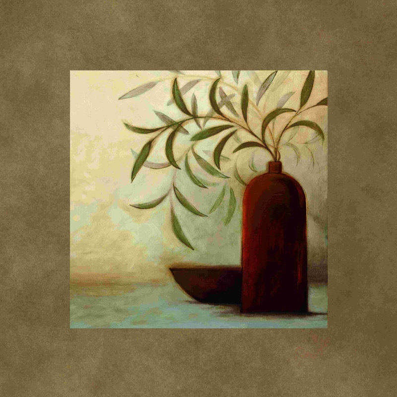 " Red Vase With Leaves 3 ", 20" W x 20" H