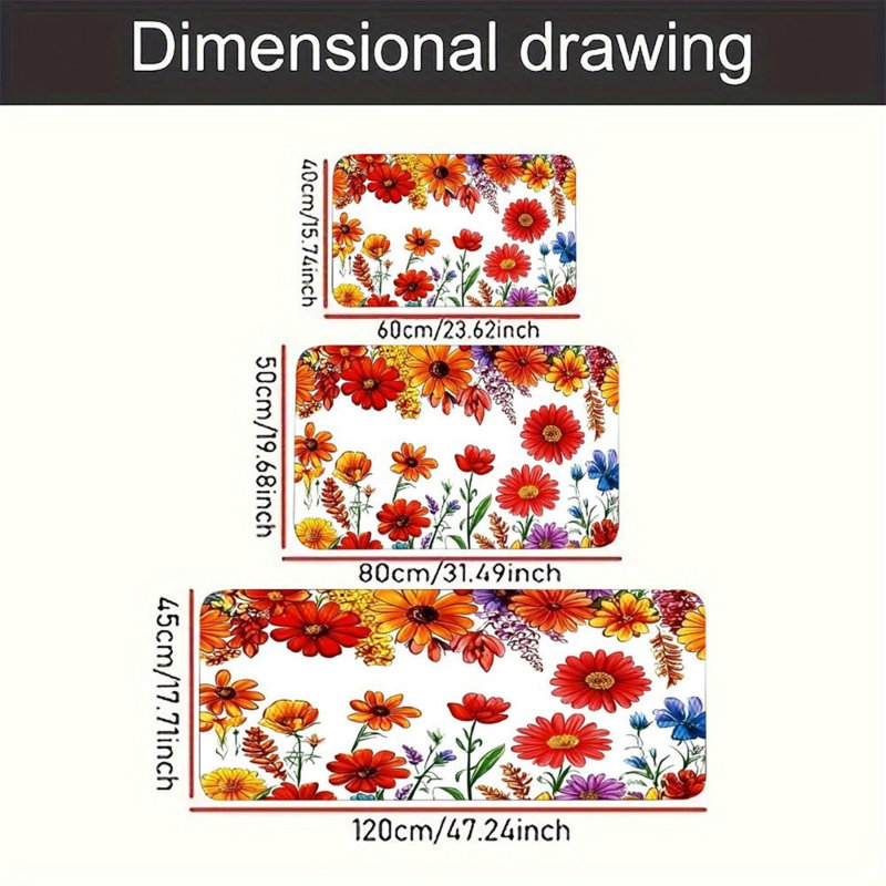 Ensemble de tapis de cuisine 3 pièces aquarelle