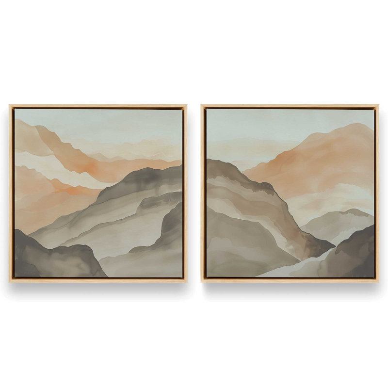 Ensemble de 2 impressions sur toile Amber Horizons, Cadre flottant or poli, H 12,75 po x l 25,5 po x P 1,75 po