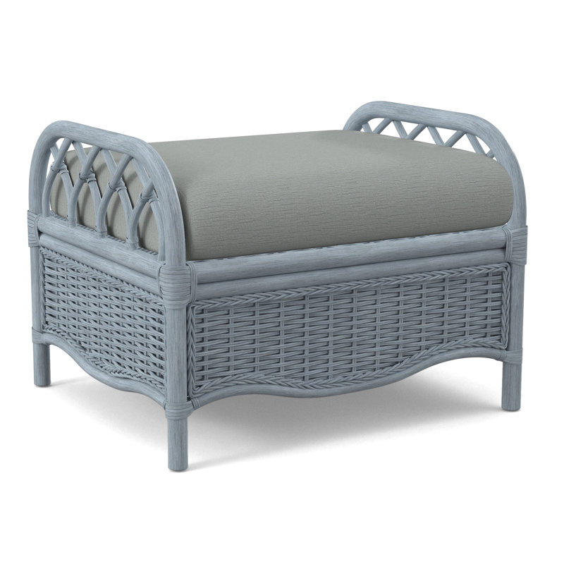 Everglade Ottoman, Gray Sugar Performance; 0863-84, Sea Glass
