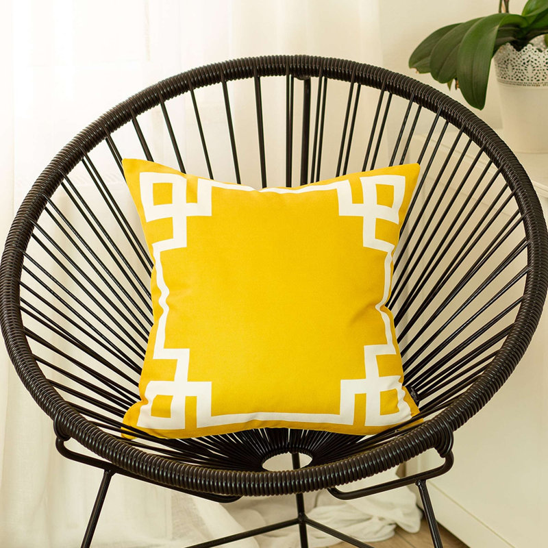 Geometric Grey and White Polyester Throw Pillow Cover