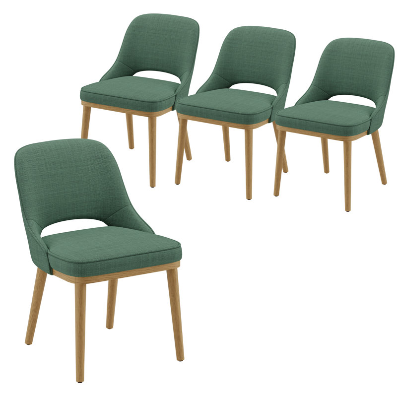Chaises de salle à manger rembourrées | Dossier ouvert, pieds en bois massif, Bleu