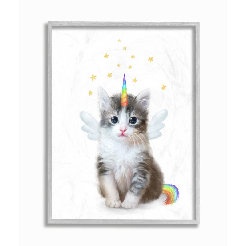 «Unicorn Kitten Fantasy Feline Rainbow Horn» par Ziwei Li - impression, Estampe numérique Farmhouse