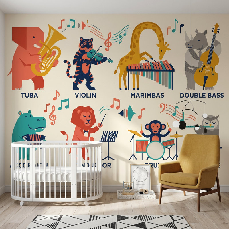 Décoration murale animalière, 140 po x 108 po, Peler et coller