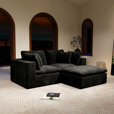 Modular Sectional Sofa Seat,Upholstered Compressed Couch For Living Room,Bedroom,Apartment,No Assembly Required,3Pc Free Combination,Plush Corduroy Fabric
