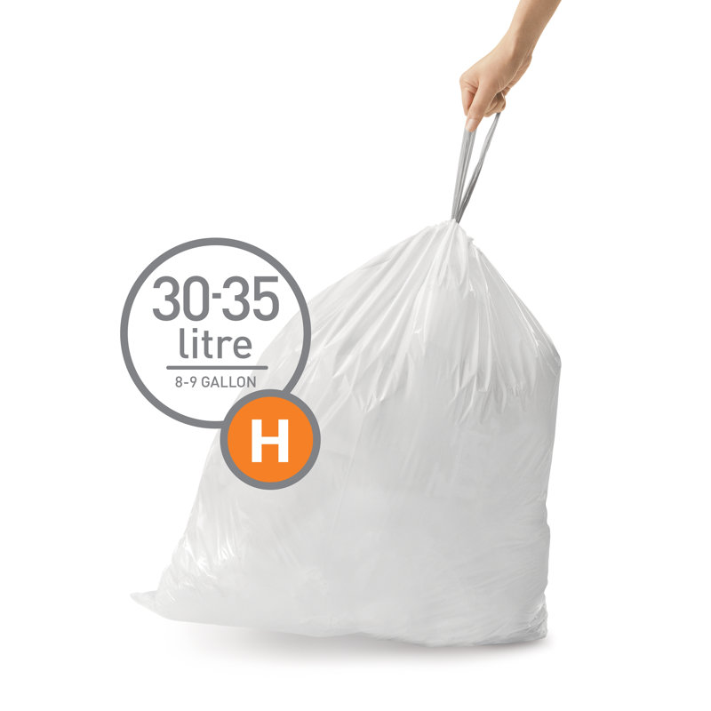 White Recycled Drawstring Trash Bags, 60 Count