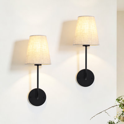 1-Light Wall Sconce Wall Lamp With Fabric Shade (Set Of 2)