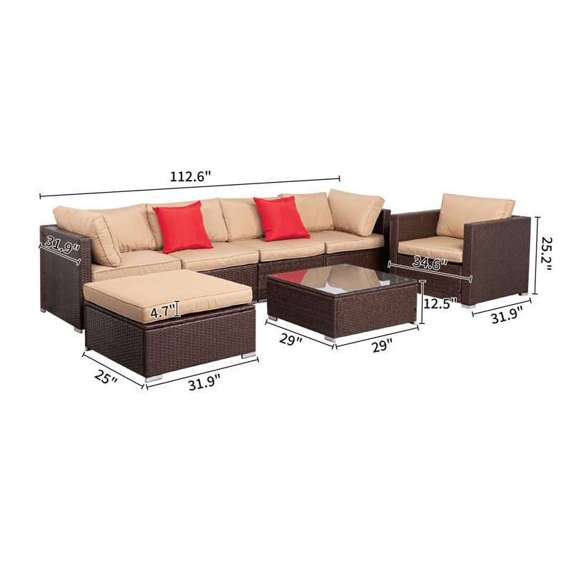 Ollinger 6 - Person Patio Conversation Set with Cushions