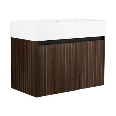 Armoire de salle de bain avec lavabo en céramique, porte, armoire de rangement pour salle de bain