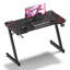 Black Gaming Desk LED Light Computer With Headphone Hook and Cup Holder Home Office Desk-903254757