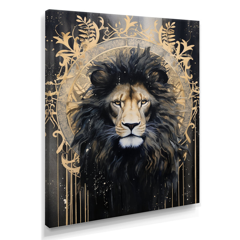 «Majestic Lion Retro Collage», art mural lion, Toile tendue, H 20 po x l 12 po